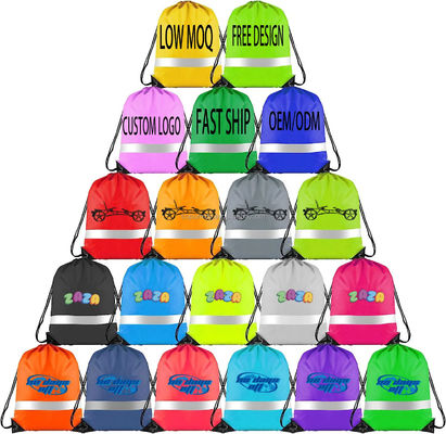 String Closure Custom Logo 210D Polyester Drawstring Rugzak voor reizen