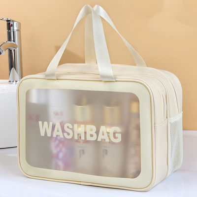 Solid Pattern PVC Clear Travel Wash Bag voor waterdicht toiletgoed en make-up in badkamer
