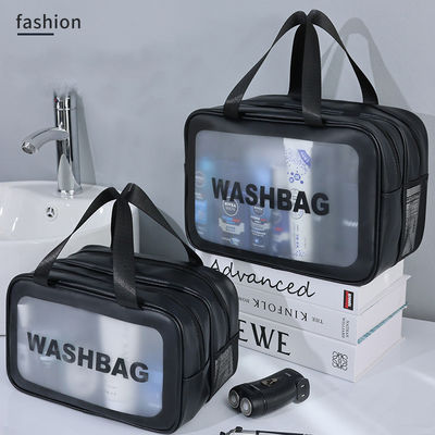 Solid Pattern PVC Clear Travel Wash Bag voor waterdicht toiletgoed en make-up in badkamer