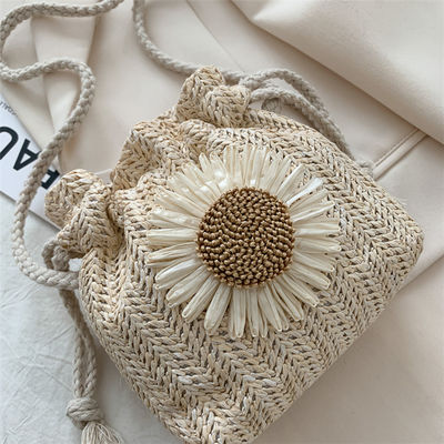 Vrouwen strand handtas Unisex Straw Crossbody Schouder Handtas Zomer Woven Bucket Bag