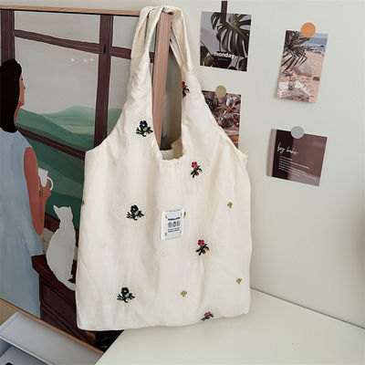 College student schoudertas Grote capaciteit Tote tas met schattig bloemen print ontwerp