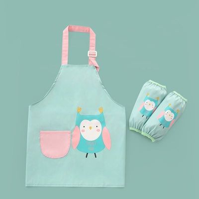 Uniform Bulk schattig waterdicht PU verpleegkinderen kinderen kinderen schilderen schort met mouwen