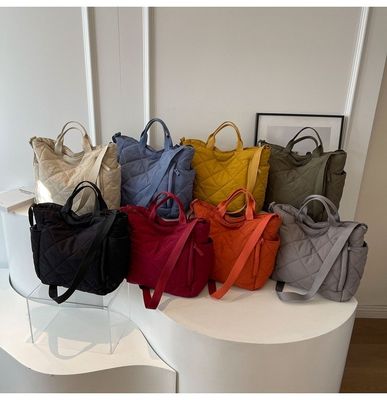 Lichte Nylon Custom Logo Vrouwen Puffy Bag Quilted Tote Bag Single Shoulder Bag