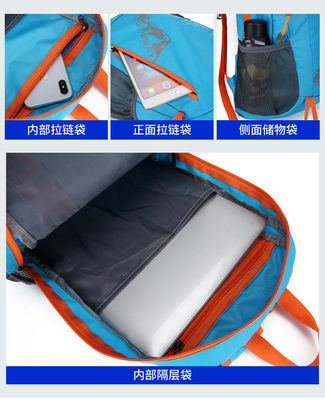 Custom Logo Nylon Sport Gymtassen Opvouwbare lichtgewicht waterdichte uitgaande rugzak