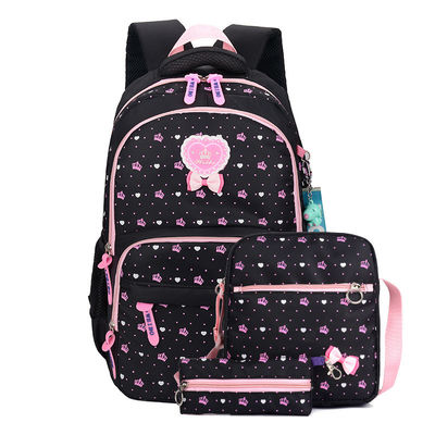 3pcs set basisschool studenten meisjes rugzak schooltas met nylon cartoon patroon