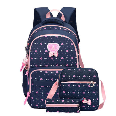 3pcs set basisschool studenten meisjes rugzak schooltas met nylon cartoon patroon