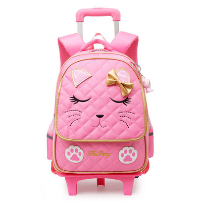 Gepersonaliseerd logo mode kinderen kinderen cartoon wiel trolley schooltas voor kleuterschool