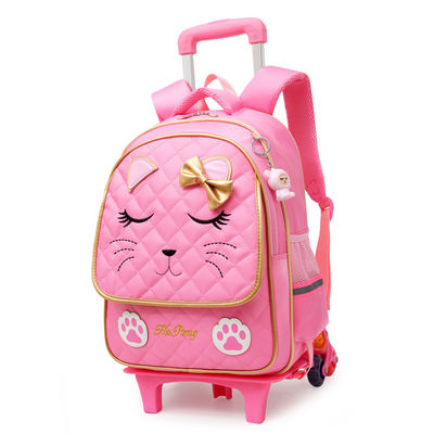 Gepersonaliseerd logo mode kinderen kinderen cartoon wiel trolley schooltas voor kleuterschool