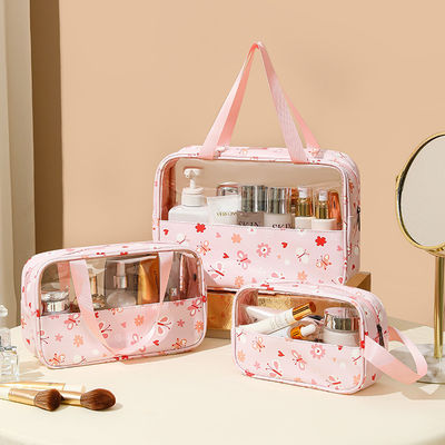 Reizigers transparante cosmetische tas met rits sluiting en uw aangepaste logo ontwerp