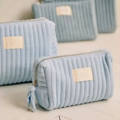 Reizen zachte comfortabele katoenen cosmetische tas zak met rits Plush fluweel