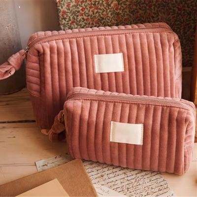 Reizen zachte comfortabele katoenen cosmetische tas zak met rits Plush fluweel