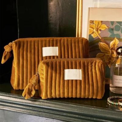 Reizen zachte comfortabele katoenen cosmetische tas zak met rits Plush fluweel