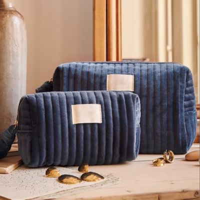Reizen zachte comfortabele katoenen cosmetische tas zak met rits Plush fluweel