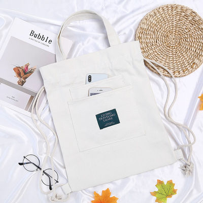 Studentenles Handtas Custom Logo Canvas rugzak met trekgordel sluiting en dubbele...