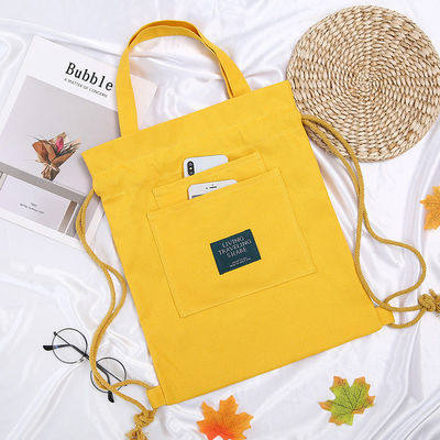 Studentenles Handtas Custom Logo Canvas rugzak met trekgordel sluiting en dubbele...