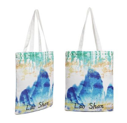 Gepersonaliseerd logo geaccepteerd Tote Bag Recyclebaar katoenen doek Groot formaat met ritszak