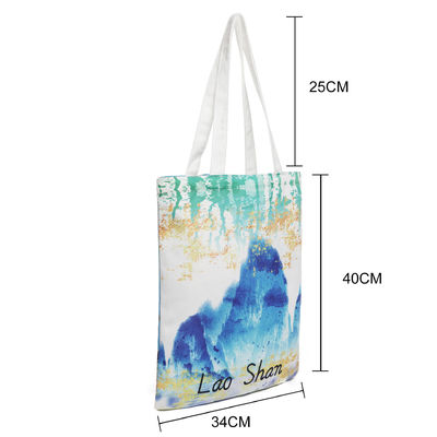 Gepersonaliseerd logo geaccepteerd Tote Bag Recyclebaar katoenen doek Groot formaat met ritszak