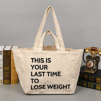 Grote capaciteit Canvas Shopping Crossbody Tas met cartoonpatroon en rits sluiting