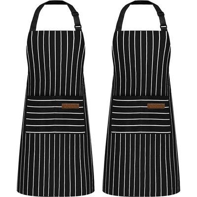 Restaurant Bar Unisex Keuken Strips Schort met 2 zakken en Advanced Embossed Design