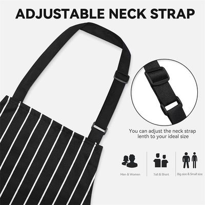 Restaurant Bar Unisex Keuken Strips Schort met 2 zakken en Advanced Embossed Design