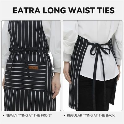Restaurant Bar Unisex Keuken Strips Schort met 2 zakken en Advanced Embossed Design
