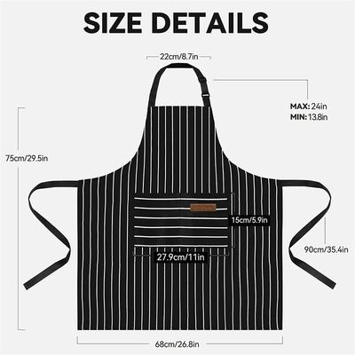 Restaurant Bar Unisex Keuken Strips Schort met 2 zakken en Advanced Embossed Design