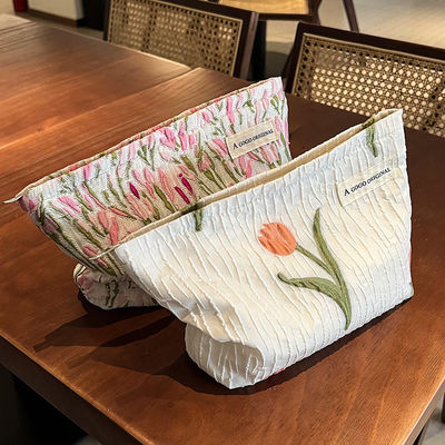 Gepersonaliseerd Logo Reis Cotton Canvas Make-up Bag voor vrouwen Mode Stijl Cosmetische Tas