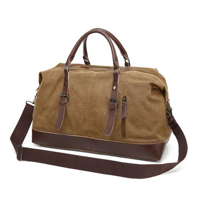 Trainingstoerusting Oversized Waterdicht Canvas Echt Lederen Weekendtas Bruin