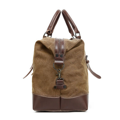 Trainingstoerusting Oversized Waterdicht Canvas Echt Lederen Weekendtas Bruin