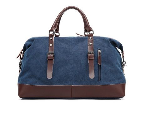 Trainingstoerusting Oversized Waterdicht Canvas Echt Lederen Weekendtas Bruin