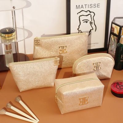 Op maat gemaakte logo cosmetische tassen hoogwaardige multifunctionele draagbare PU make-up tas met rits
