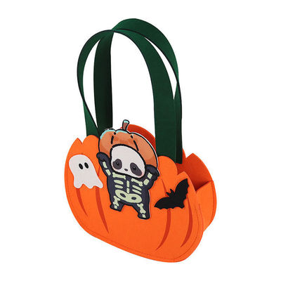 Felt pompoenvormige zak voor het verzamelen van snoep of speelgoed tijdens Halloween