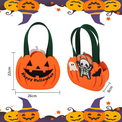 Felt pompoenvormige zak voor het verzamelen van snoep of speelgoed tijdens Halloween