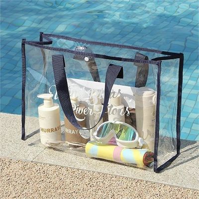 Dik katoenen handvat op maat Transparent Roze PVC Tote Bag voor modieus winkelen