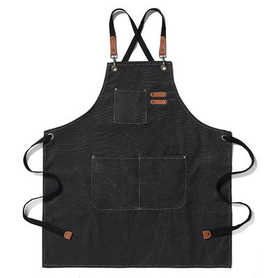 Unisex schort voor keuken- en restaurantwerk Custom Logo Plain Black Chef Oberschort