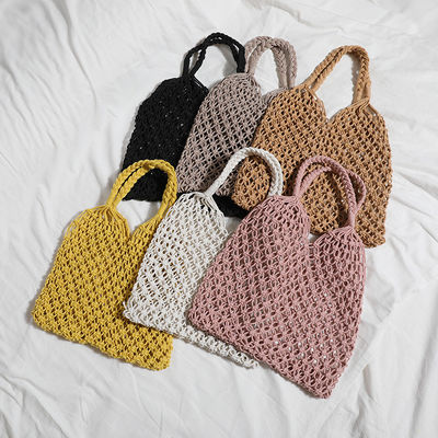 Polyester Lining Material 2024 Handgekrocht Grote Winkelstrand Tote Bag voor vrouwen