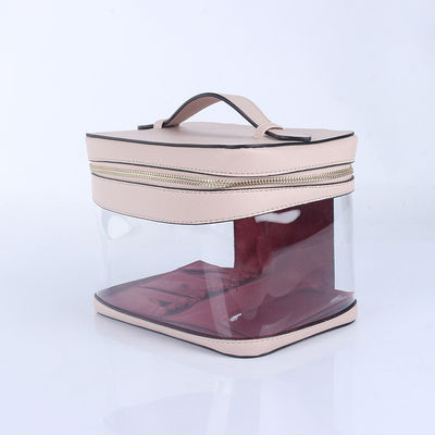 Zipper sluiting grote heldere PVC reis cosmetische behuizing met aangepaste gouden dubbele rits