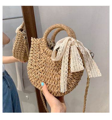 Open sluiting aangepaste Tote Bag voor Summer Beach Rattan Schouder Basket Straw Bag