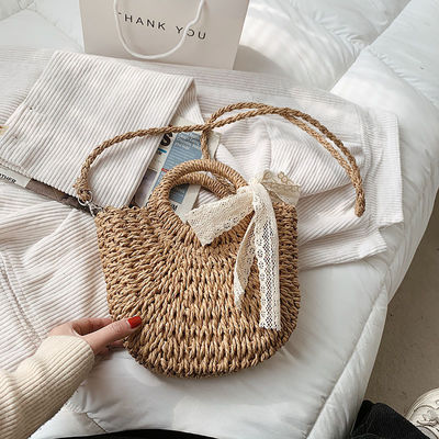 Open sluiting aangepaste Tote Bag voor Summer Beach Rattan Schouder Basket Straw Bag
