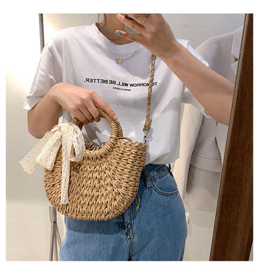 Open sluiting aangepaste Tote Bag voor Summer Beach Rattan Schouder Basket Straw Bag