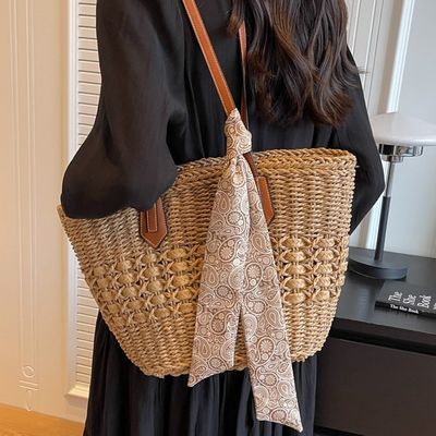 2024 Fashion Straw Beach Bag voor vrouwen Custom Tote Bag met stro
