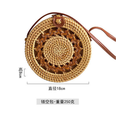 Unisex ronde rieten strand vintage handgemaakte geweven cirkel vakantie draagbare schoudertas