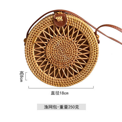 Unisex ronde rieten strand vintage handgemaakte geweven cirkel vakantie draagbare schoudertas