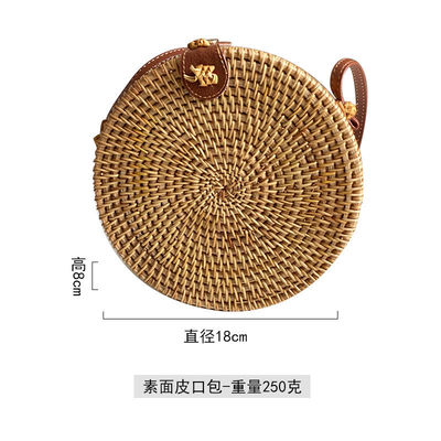 Unisex ronde rieten strand vintage handgemaakte geweven cirkel vakantie draagbare schoudertas
