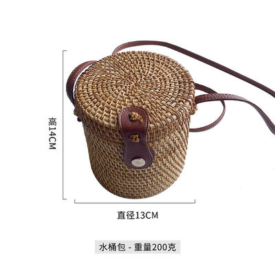 Unisex ronde rieten strand vintage handgemaakte geweven cirkel vakantie draagbare schoudertas