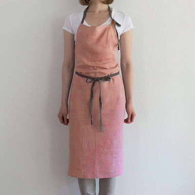 Nieuwste modieuze Unisex Custom katoenen linnen kruis rug verstelbare Bib schort met zakken