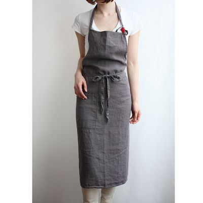 Nieuwste modieuze Unisex Custom katoenen linnen kruis rug verstelbare Bib schort met zakken