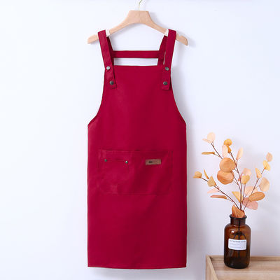 Zilkscherm gedrukt aangepast logo verstelbare Bib Canvas Chef Schort voor vrouwen Kook