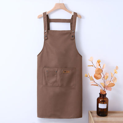 Zilkscherm gedrukt aangepast logo verstelbare Bib Canvas Chef Schort voor vrouwen Kook