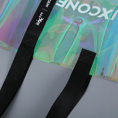 All Seasons Custom Logo Waterdicht Holografisch Laser Iriscent PVC Gift Shopping Schouder Tote Bag